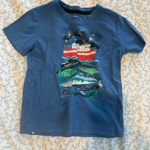 Tea Collection Blue Tee with Boat and Sea Design